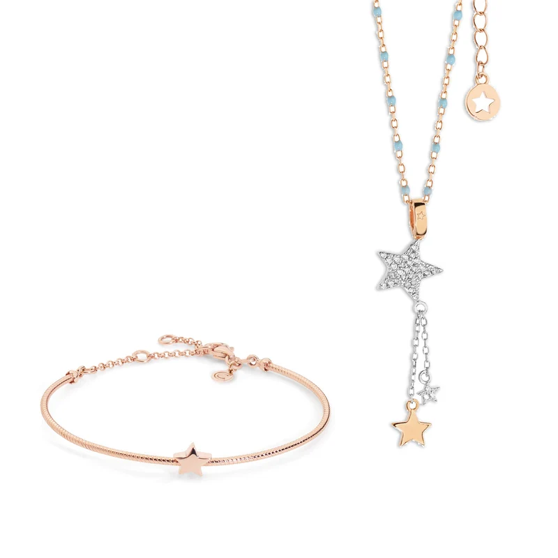 Comete Collana e Bracciale Stella in Argento rosè KIT228164