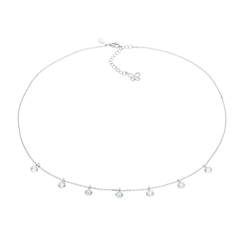 Comete Girocollo in Argento e cristalli briolette bianchi GLA168