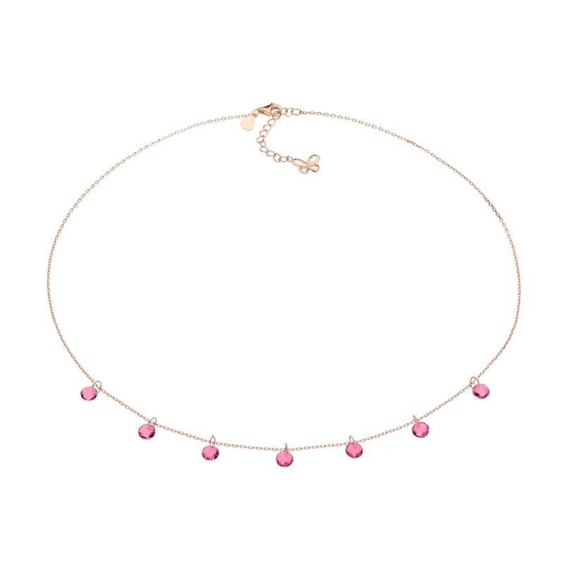 Comete Girocollo in Argento e cristalli briolette rubino GLA172