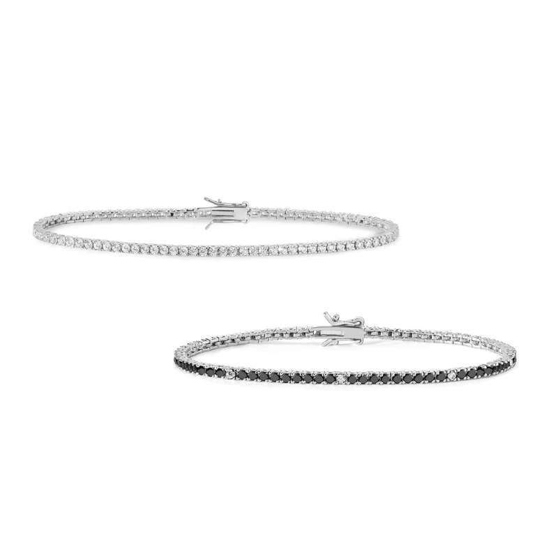 Comete Tennis in Argento e cristalli bianchi e neri BRA175M17176M16
