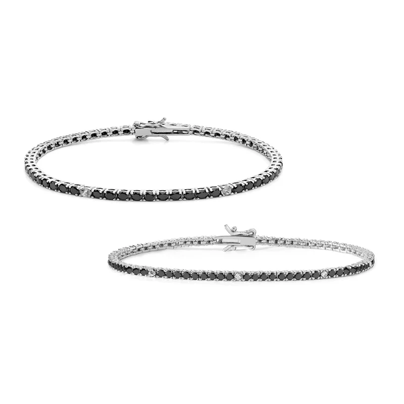 Comete Tennis Uomo e Donna in Argento 925‰ e zirconi neri e bianchi KIT176M17990M19