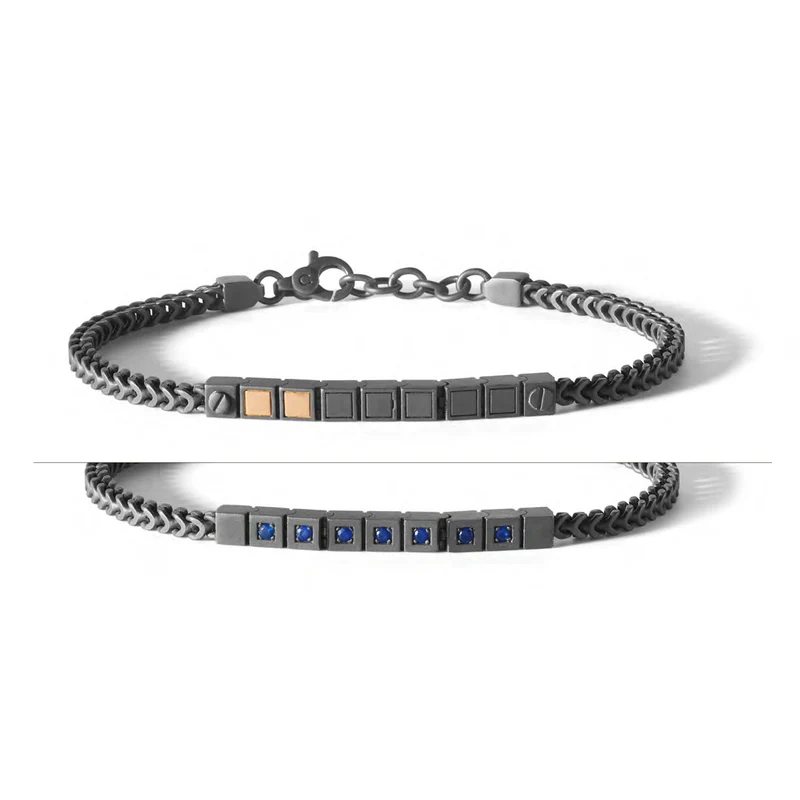Comete Bracciale Tennis in Argento brunito e zirconi blu UBR896
