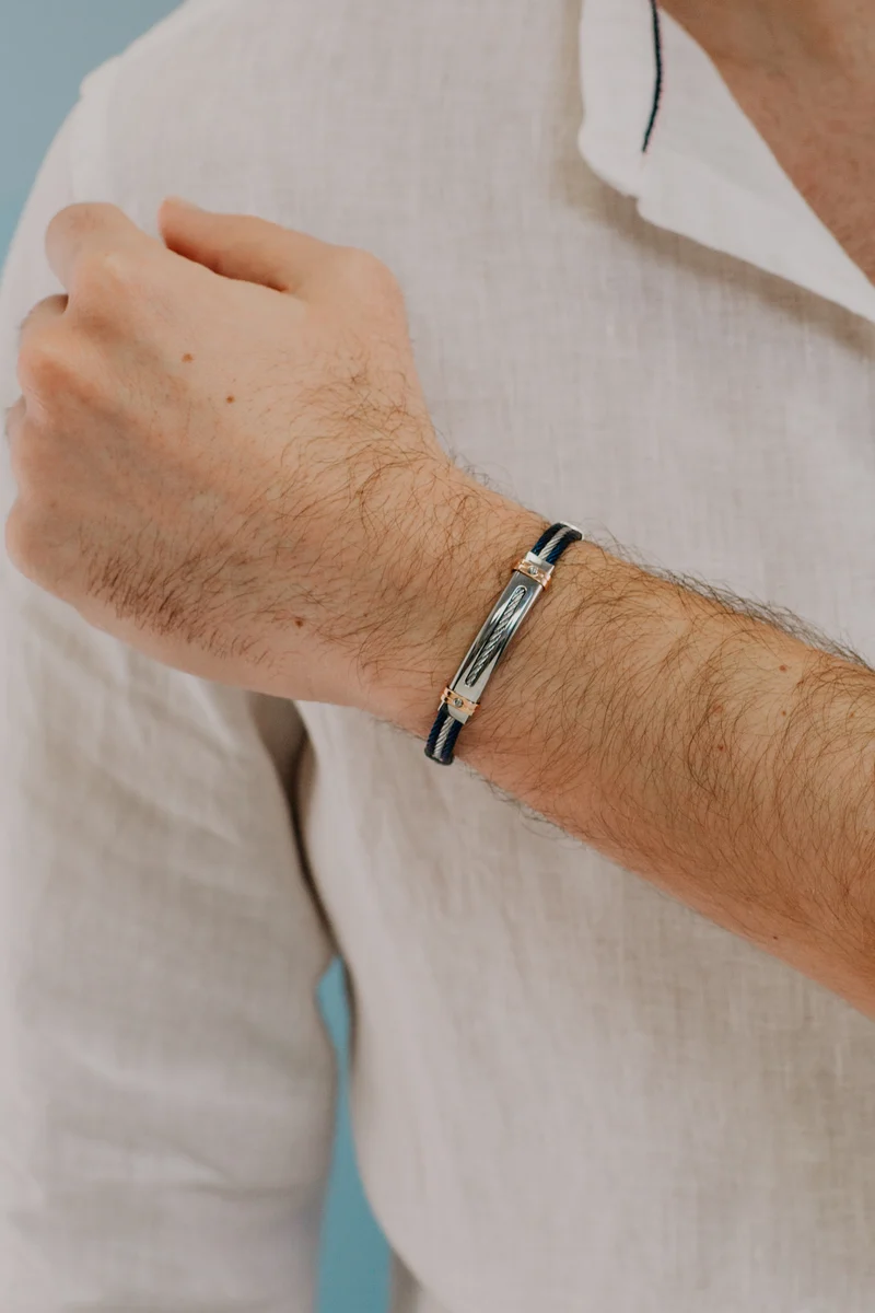 Comete Bracciale cavetti in Acciaio e PVD blu UBR962
