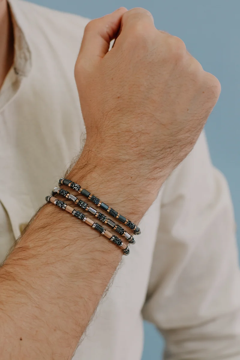 Comete Bracciale in acciaio con ematite e Pvd rosè UBR970