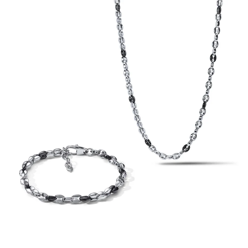 Comete Collana e Bracciale Chain in acciaio lucido KIT7051024