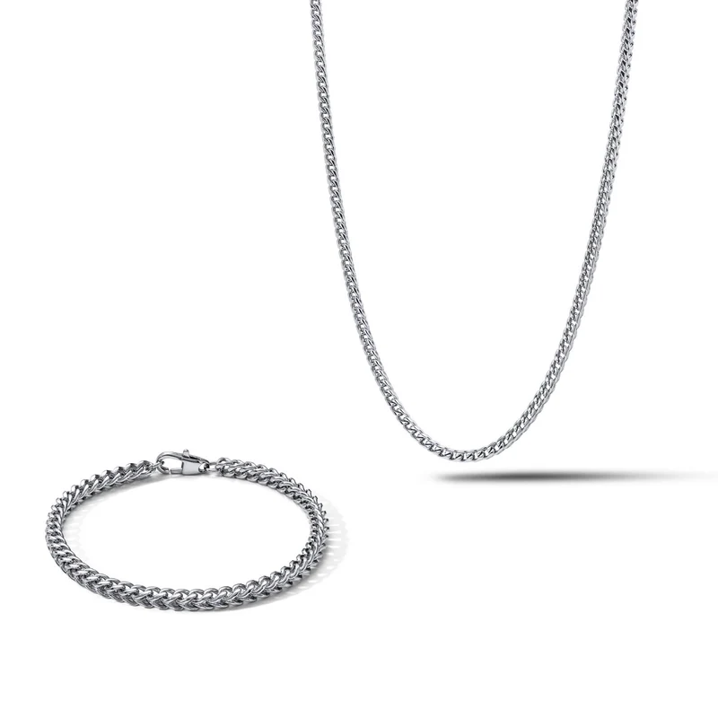 Comete Collana e Bracciale Chain in acciaio lucido KIT7061025
