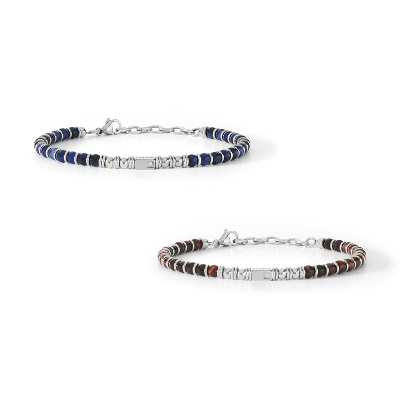 Comete Bracciali District in acciaio con agata, occhio di tigre e zirconi UBR887888