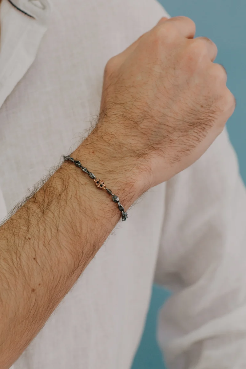 Comete Bracciale in Argento rosè e brunito con zirconi UBR1008