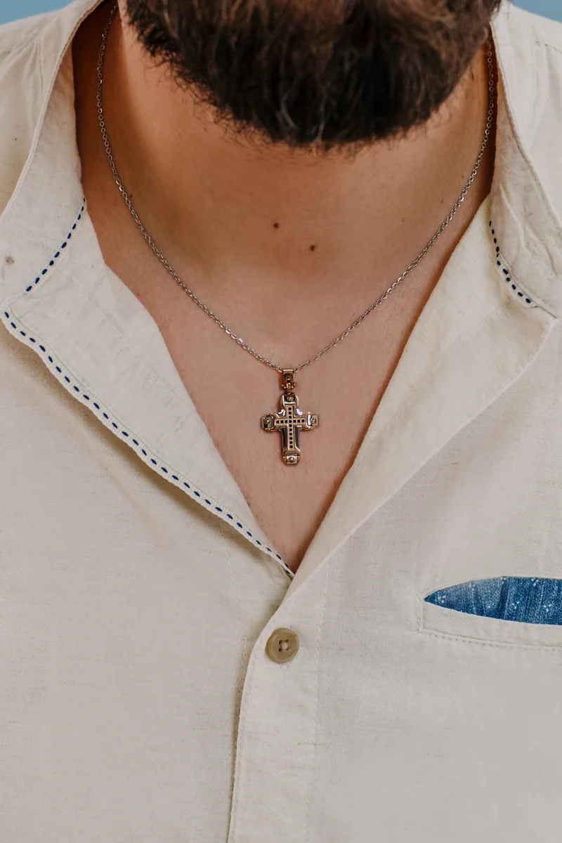 Comete Collana in Acciaio pvd rosa e Zirconi neri UGL709