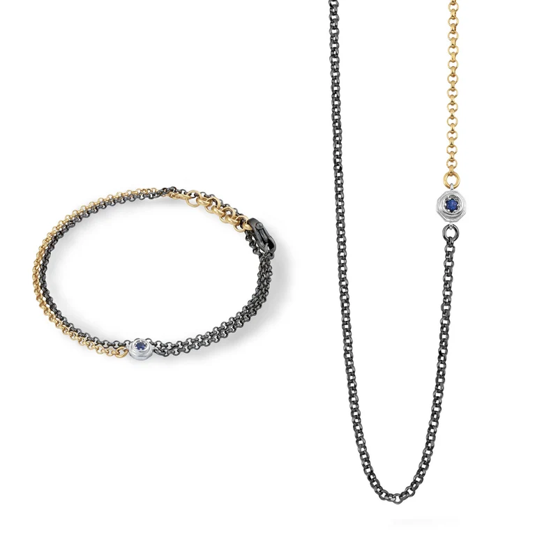 Comete Collana e Bracciale Bluestar in Argento giallo e brunito KIT7141047