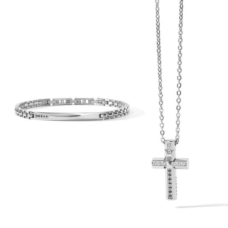 Comete Bracciale e Collana Suits in Acciaio e zirconi KIT644913