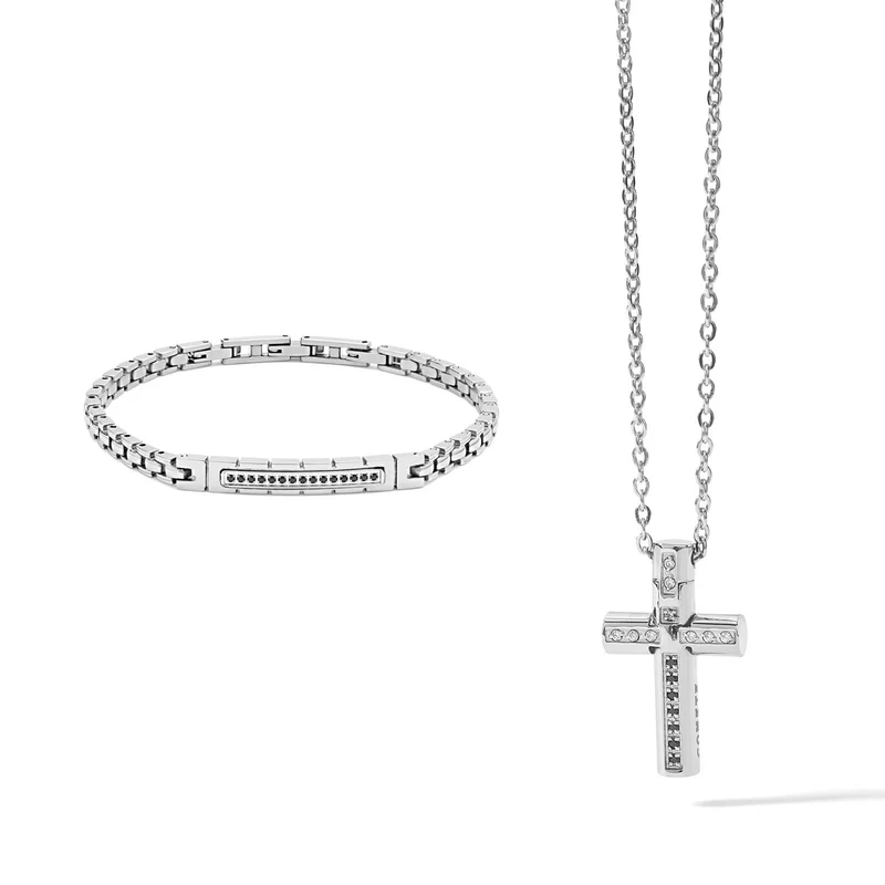 Comete Bracciale e Collana Suits in Acciaio lucido e zirconi KIT644974