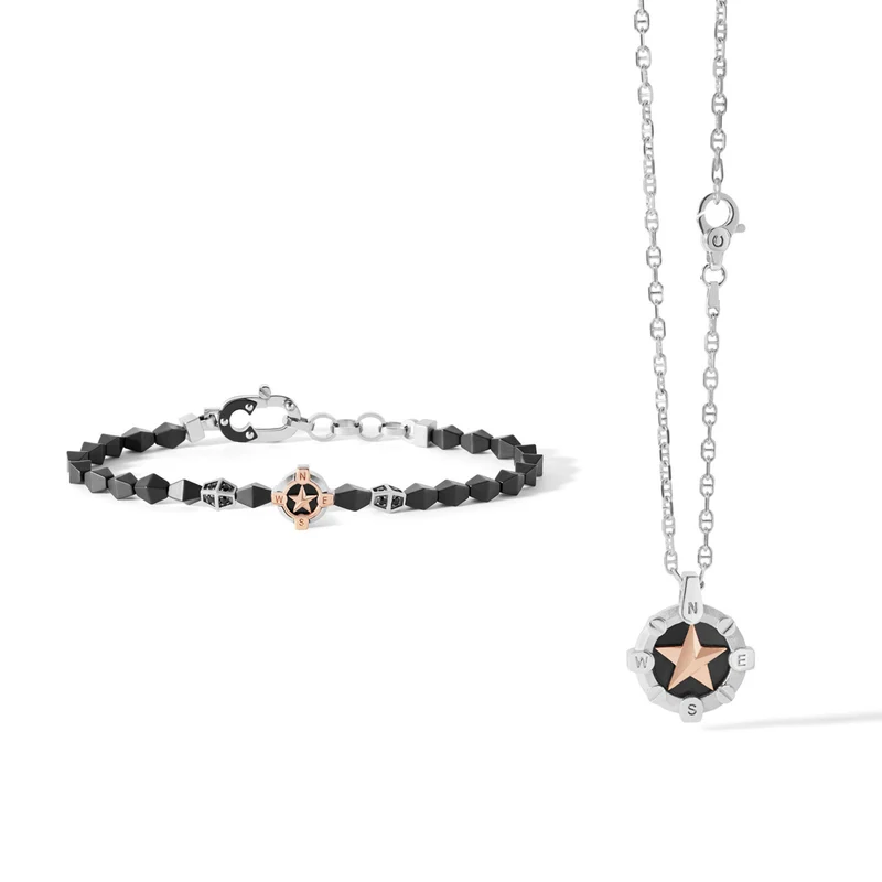 Comete Bracciale e Collana Stella Polare in Argento e ceramica nera KIT656919