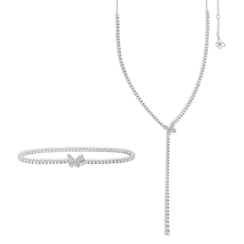 Comete Collana e Bracciale Farfalle in Argento con zirconi bianchi KIT159165