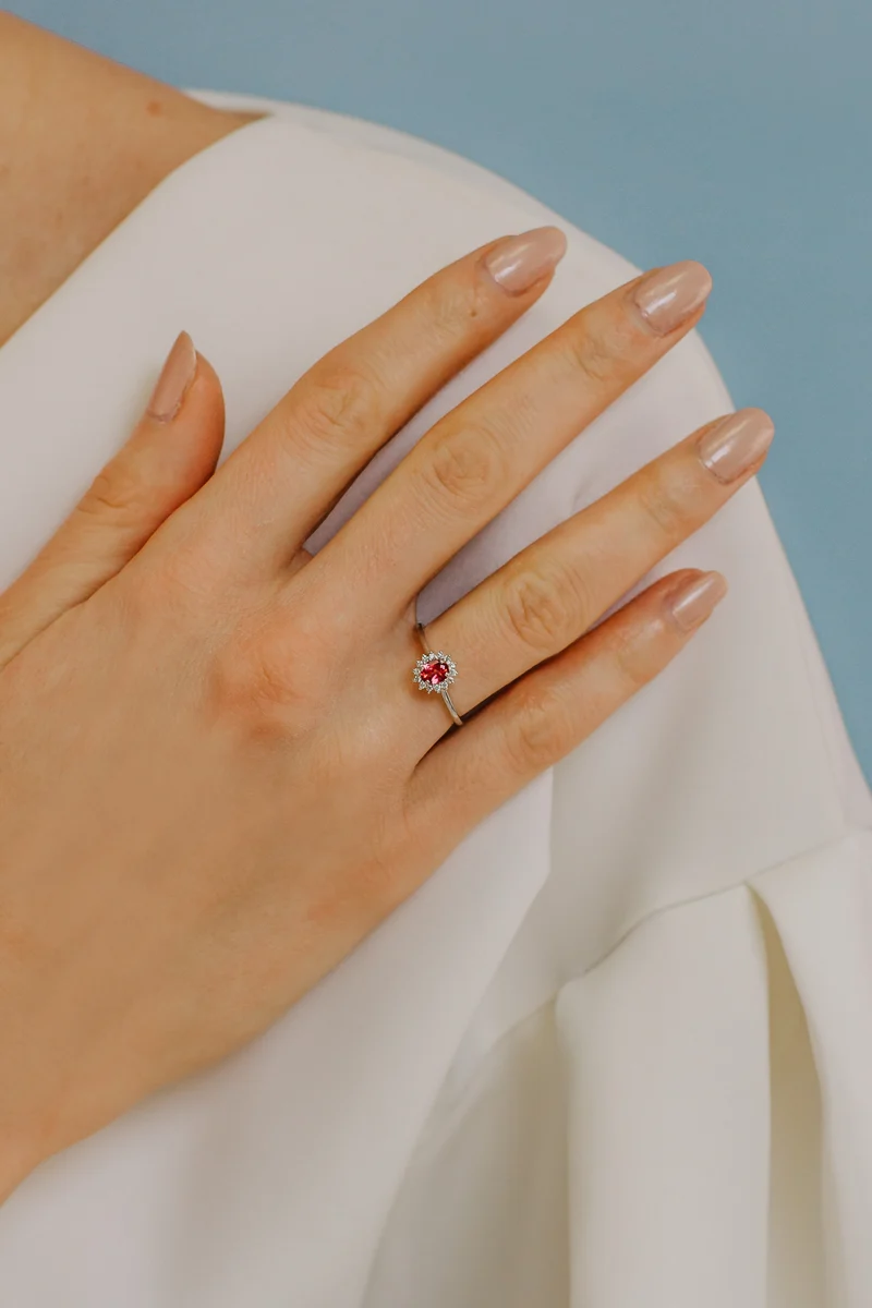 Comete Anello in Oro Diamanti e Topazio Rosa ovale ANB2595