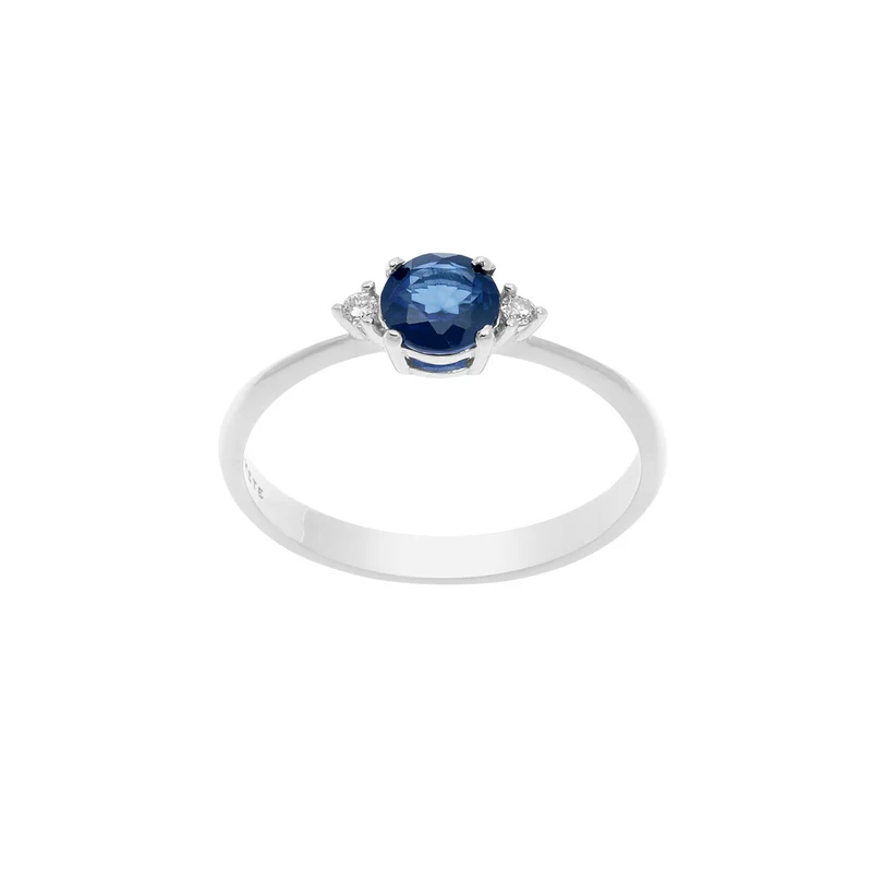 Comete Anello in Oro Diamanti e Zaffiro blu tondo ANB2483