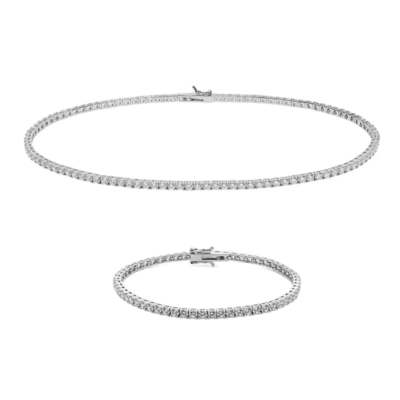 Comete Collana e Bracciale Tennis in Argento con zirconi bianchi KIT738BM50987M19