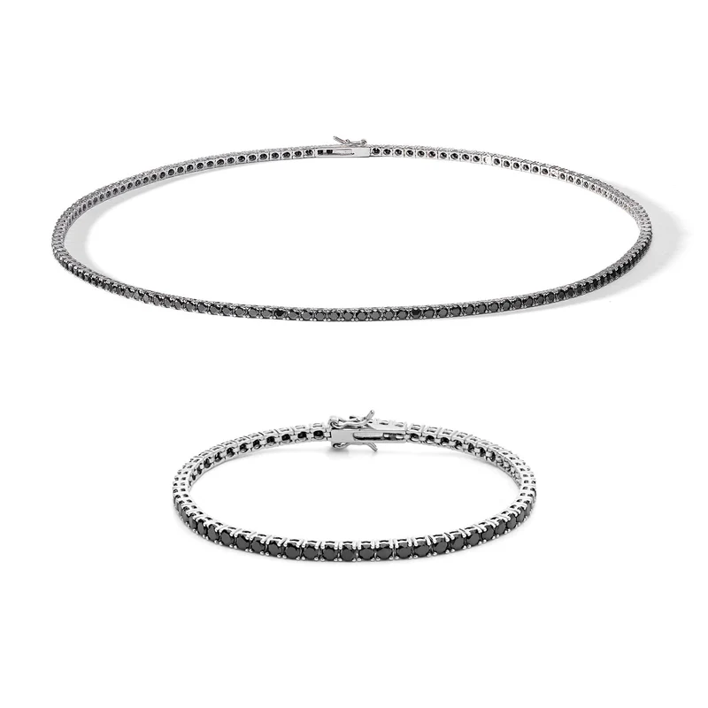 Comete Collana e Bracciale Tennis in Argento con zirconi neri KIT738NM45993M18