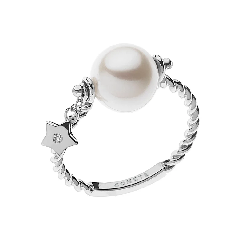 Comete Anello Perla in Oro bianco ANP359