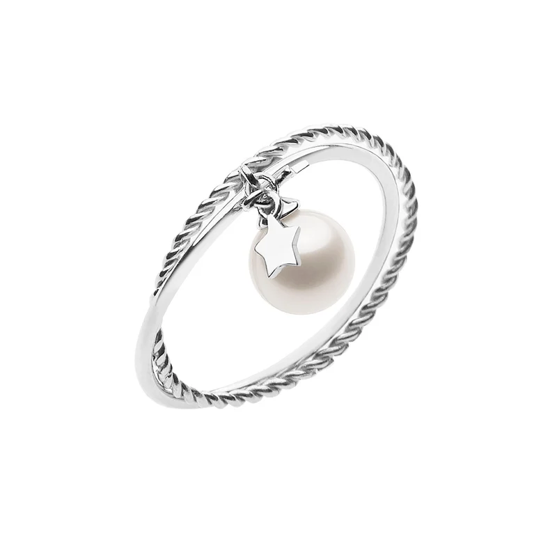 Comete Anello Perla e Stella in Oro bianco ANP367