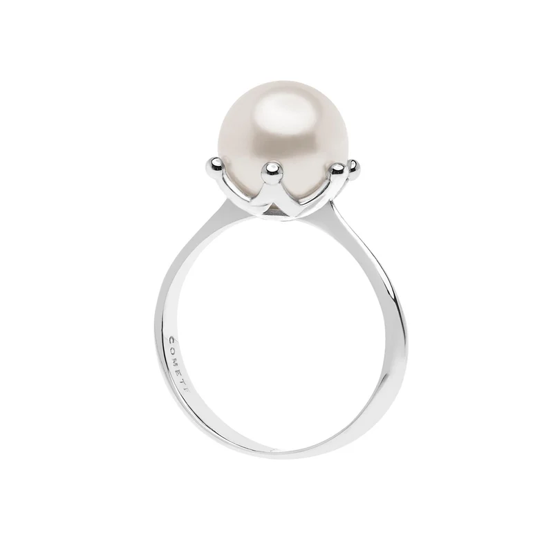 Comete Anello Perla e Corona in Oro bianco ANP384