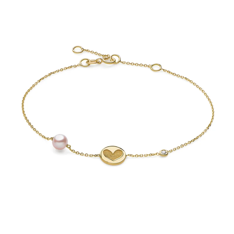 Comete Bracciale Cuore in Oro giallo con Diamanti e Perla BRP161