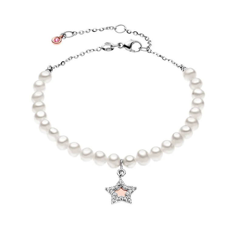 Comete Bracciale Perle in Oro bianco con Stella, Diamanti e Zaffiro rosa BRQ137