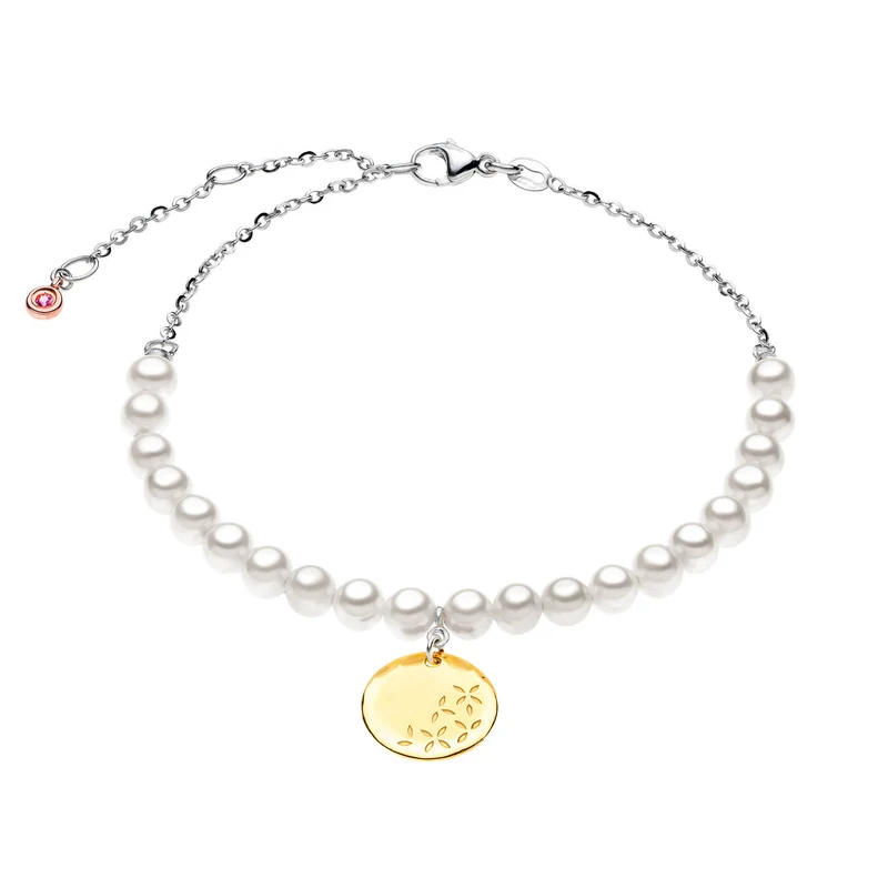 Comete Bracciale Perle in Oro bianco e giallo con Zaffiro rosa BRQ143