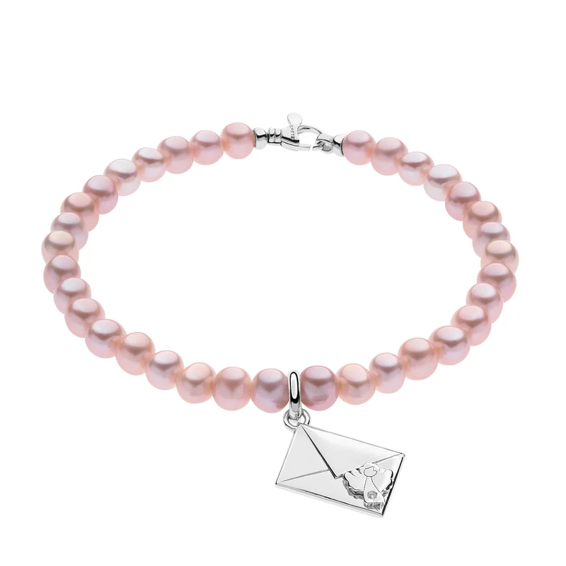 Comete Bracciale Perle lilla in Argento e Busta con Angelo BRQ232
