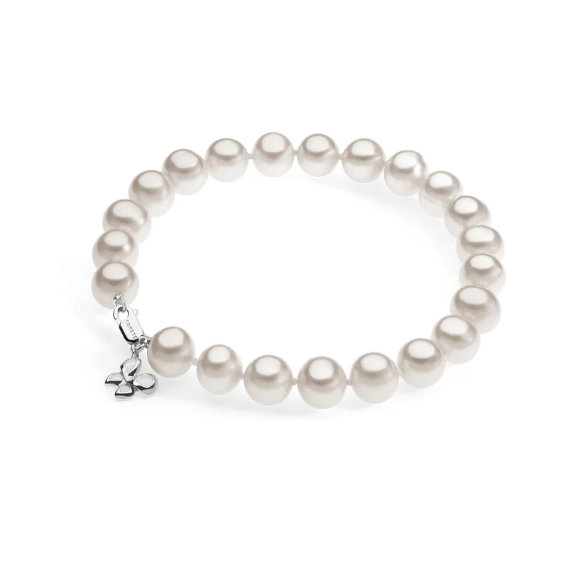 Comete Bracciale Perle in Oro bianco con farfalla BRQ237