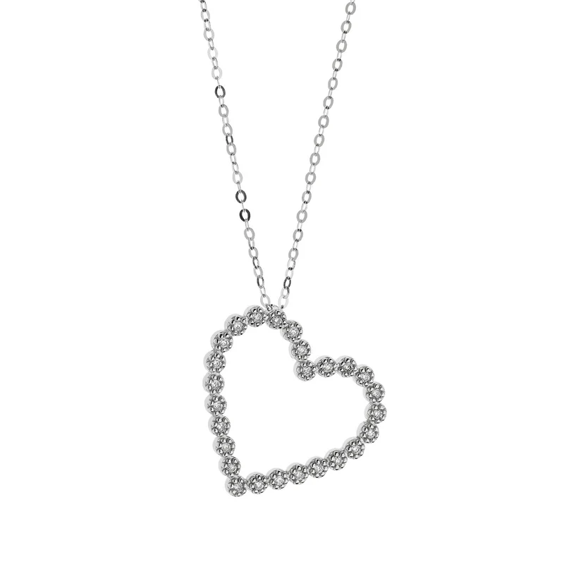 Comete Collana in Oro bianco con Cuore e Diamanti GLB1173
