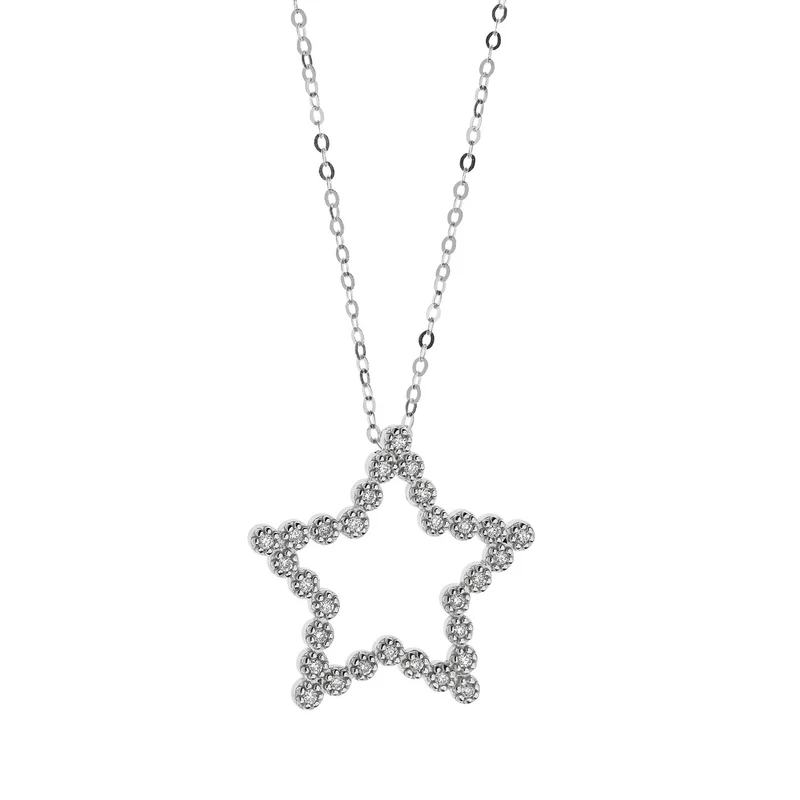 Comete Collana in Oro bianco con Stella e Diamanti GLB1174