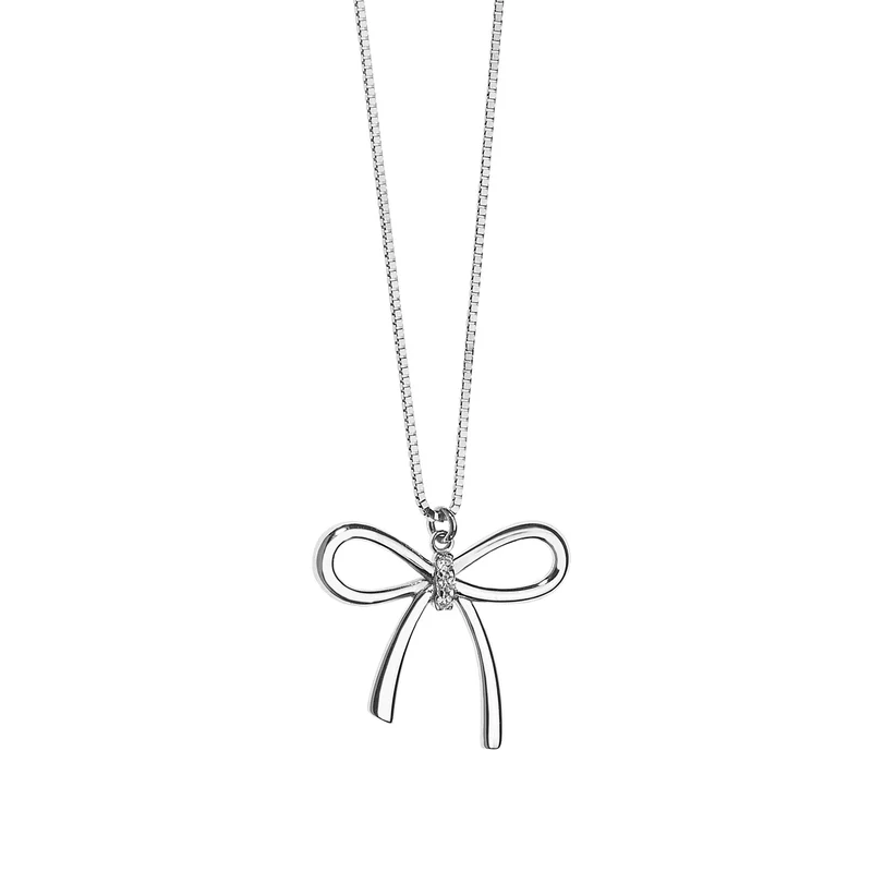 Comete Collana in Oro bianco con Fiocco e Diamanti GLB1235