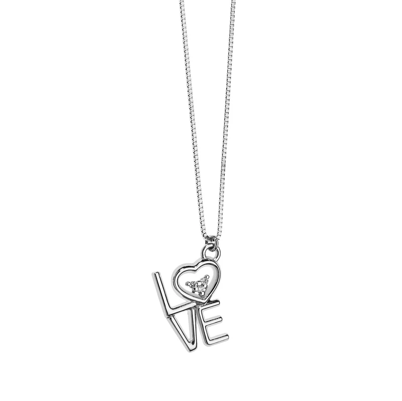 Comete Collana Love in Oro bianco e Diamanti GLB1248