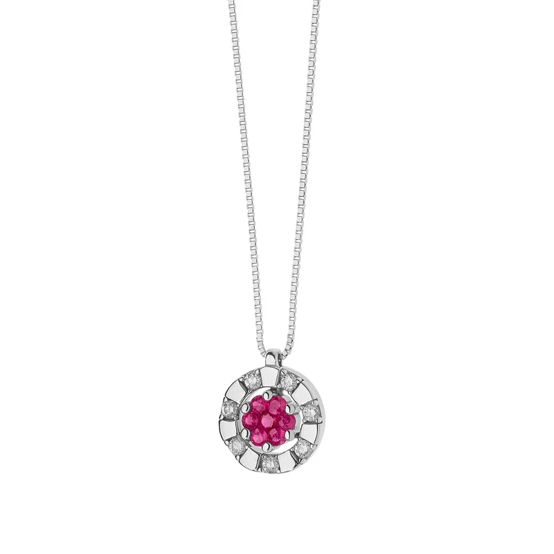 Comete Collana in Oro bianco con Diamanti e Rubini GLB1376