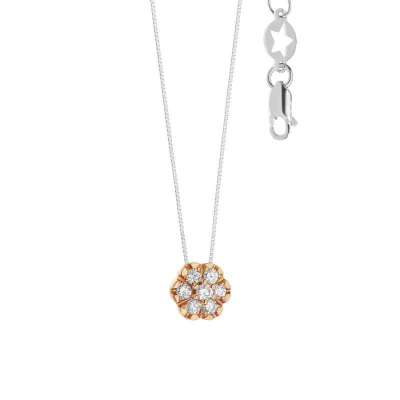 Comete Collana Fiore in Oro bianco e rosè con Diamanti GLB1519