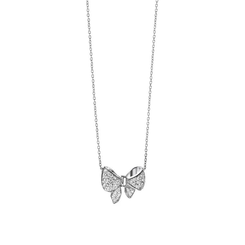 Comete Collana in Oro bianco Fiocco con Diamanti GLB793