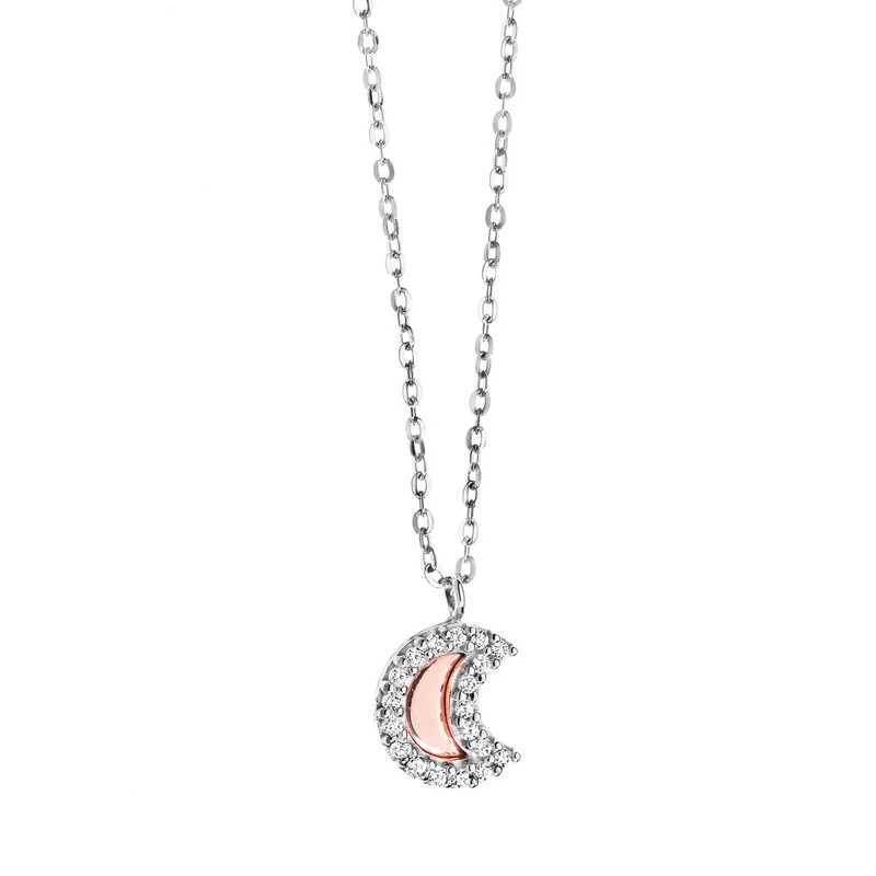 Comete Collana Luna in Oro bianco e rosè con Diamanti GLB826