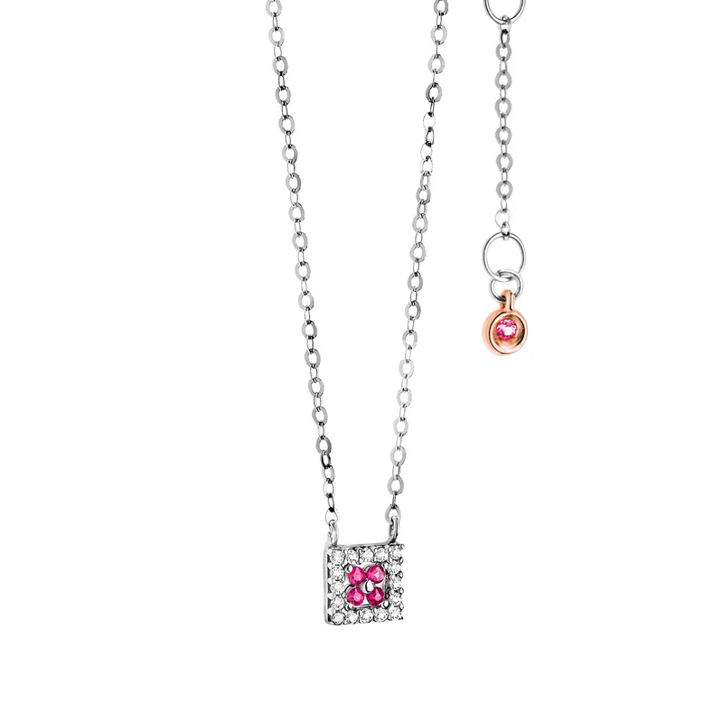 Comete Collana in Oro bianco con diamanti e Rubini GLB962