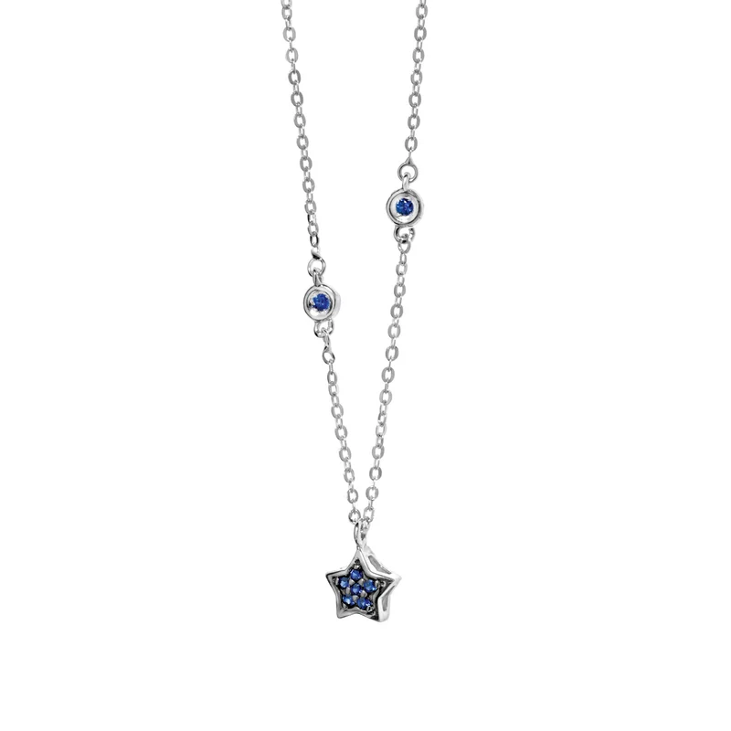 Comete Collana in Oro bianco con Spinelli blu e Zaffiro GLB889
