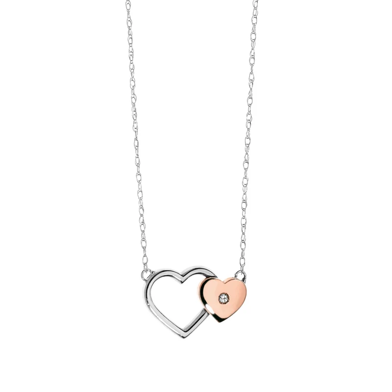 Comete Collana Cuori in Oro bianco e rosa con Diamante GLB990