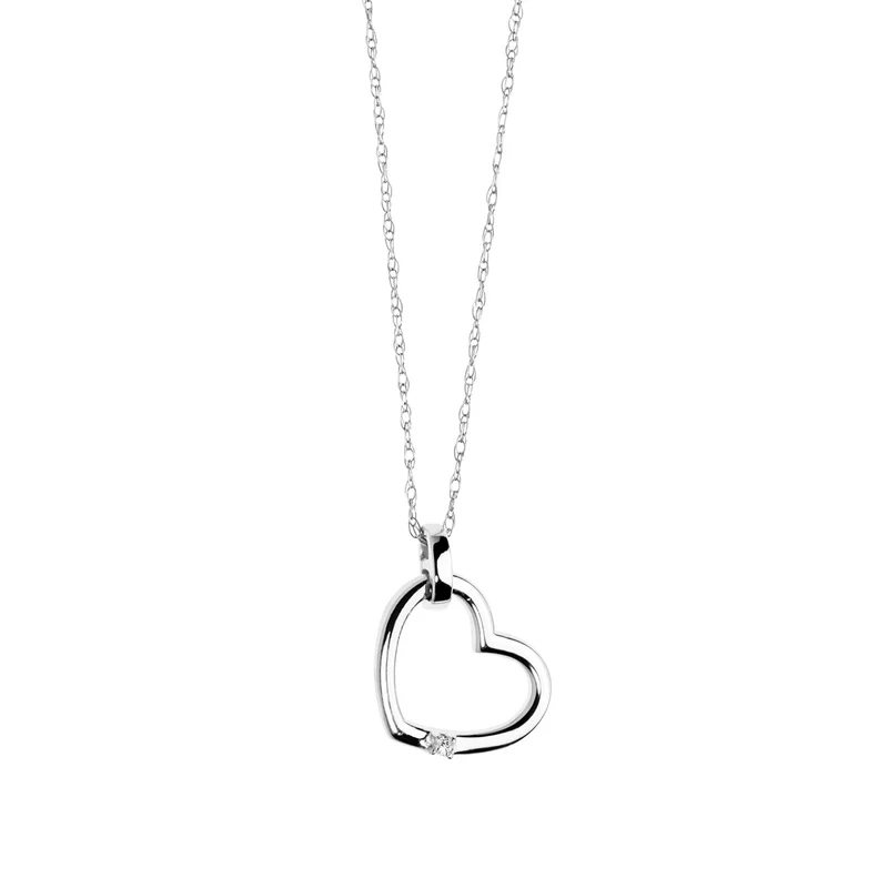 Comete Collana in Oro bianco con Cuore e Diamante GLB995