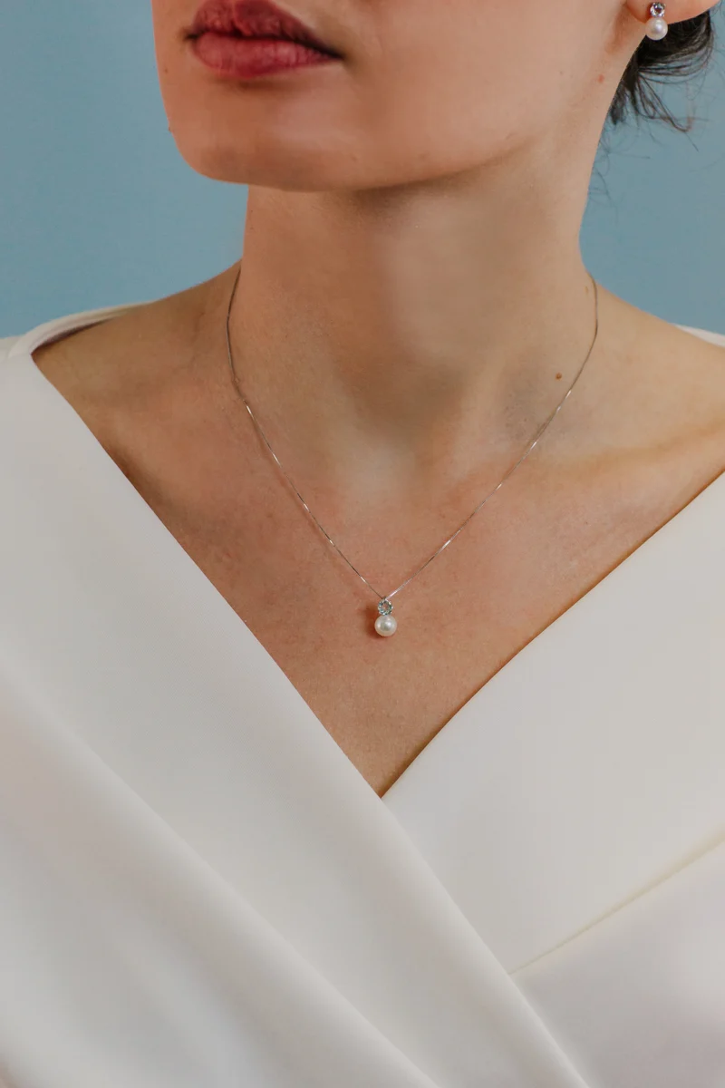 Comete Collana in Oro Perle e Acquamarina tonda GLP616