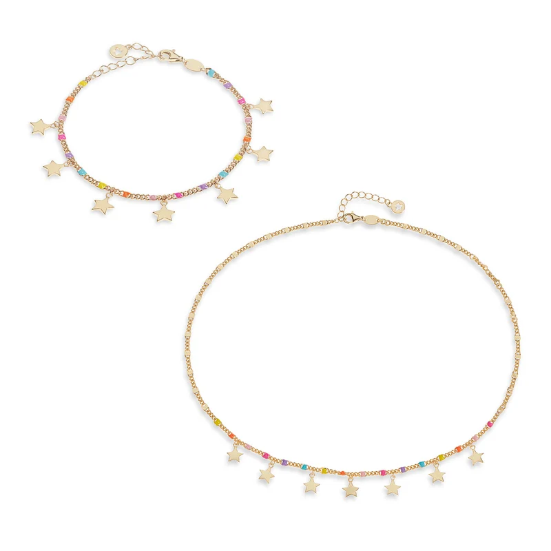 Comete Collana e Bracciale in Argento Stella smalto Multicolore, Talismano KIT254249