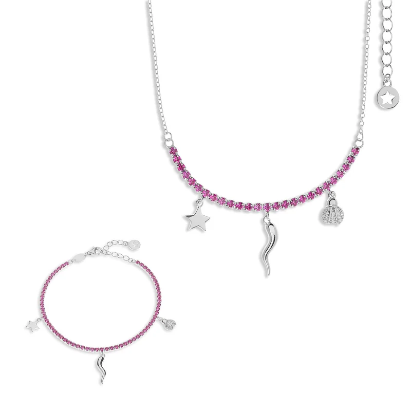 Comete Collana e Bracciale in Argento con Cornetto, collezione Talismano KIT255250