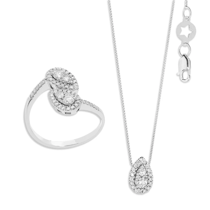 Comete Anello Contrariè e Collana in Oro e Diamanti KIT16052632