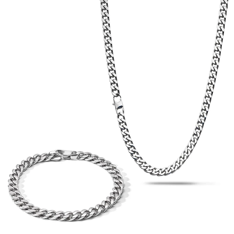 Comete Collana e Bracciale Catena in Acciaio KIT7261135