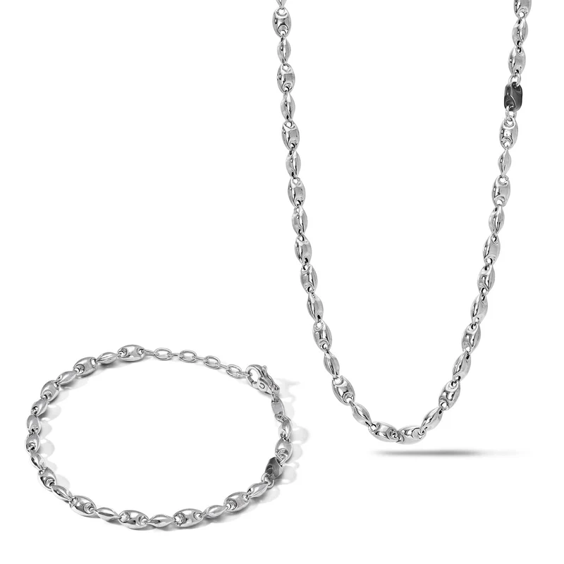 Comete Collana e Bracciale in Argento con elementi in ceramica nera KIT7211117