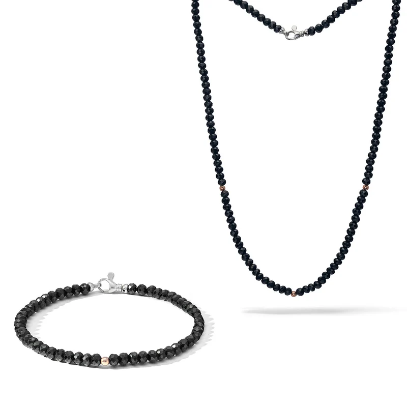 Comete Collana e Bracciale in Argento con spinelli neri KIT7391175