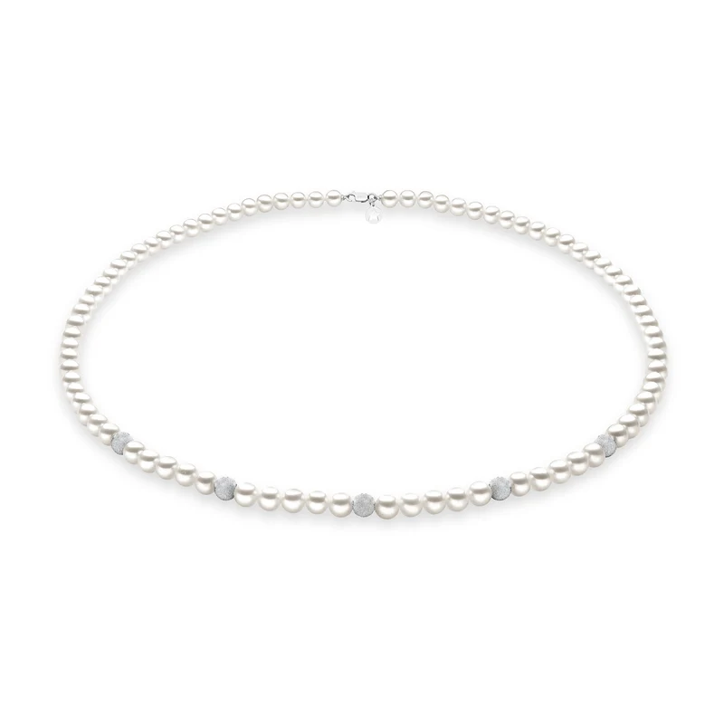 Comete Collana Filo Perle Acquadolce Diamantate in Oro FWQ190B